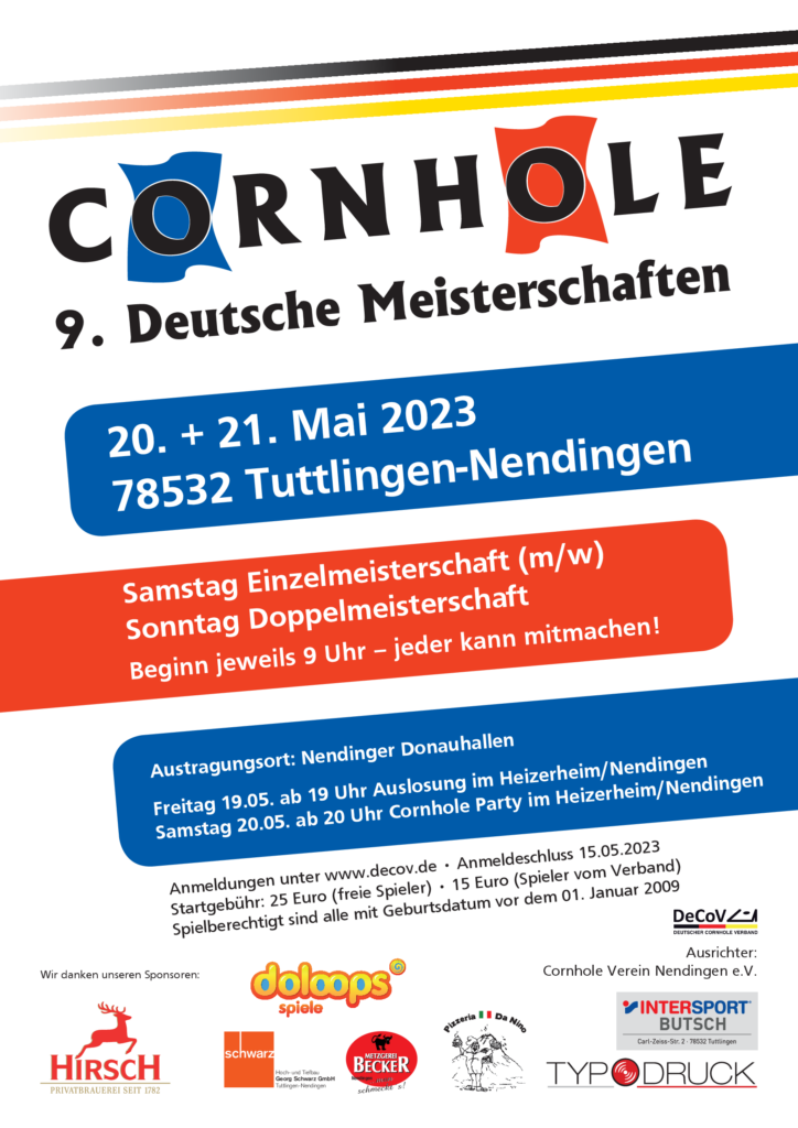 Deutsche Meisterschaften im Cornhole Sport 2023 - 78532 Nendingen/Tuttlingen